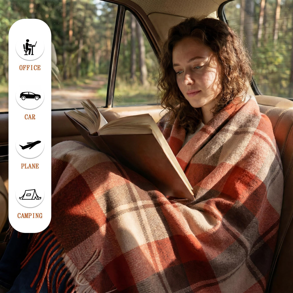 Soft 100% Wool Throw Blanket, Lightweight Warmth, 55"x83"