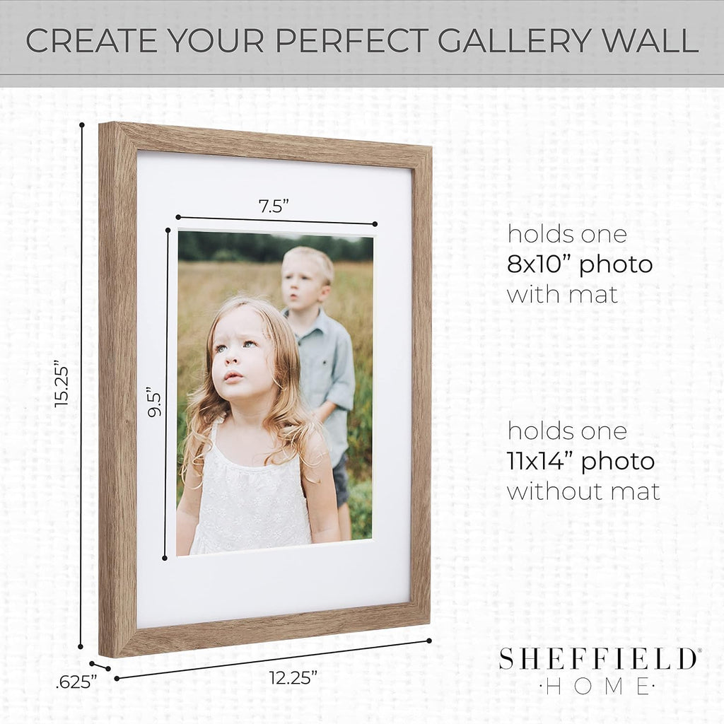 9 Piece Gallery Wall Frame Set, 11x14 Inch, Light Natural