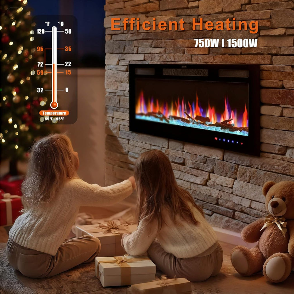 36" Electric Fireplace Inserts - Recessed Fire Place and Wall Fireplace Heater