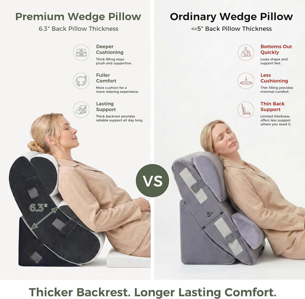 Extra Thick 7PCS Wedge Pillow Set for After Surgery, Back Pillow for Bed Sitting up, Orthopedic Foam Wedge Pillow for