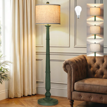 61'' Vintage Floor Lamp, Rustic Farmhouse Tall Standing Lamp with 3 Color Temperatures, Retro Reading Pole Lamps