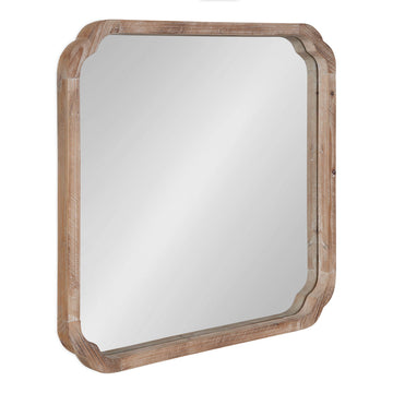 Marston Rustic Square Wall Mirror, 24" x 24", Natural Wood, Decorative Farmhouse-Inspired Wood Wall Decor