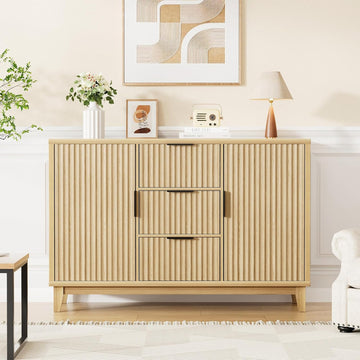47.2" W Storage Cabinet with 3 Drawers, Fluted Buffet Cabinet with Storage