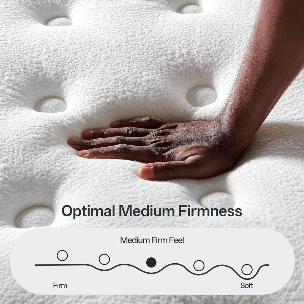 King Mattress, 14 Inch Medium Firm Hybrid with Motion Isolation | Breathable hybrid comfort with responsive support