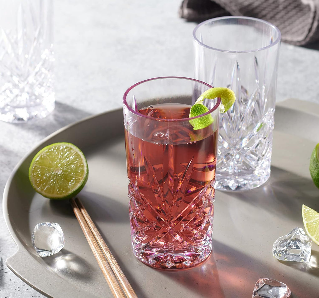 Tall Highball Glasses, Shatterproof and Reusable Acrylic - Dublin Collection, Set of 4