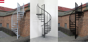 Austrian Outdoor Spiral Staircase Steel Galvanized+Black/White/Anthracite Painted Tube/Cable Railing Option 47.24"