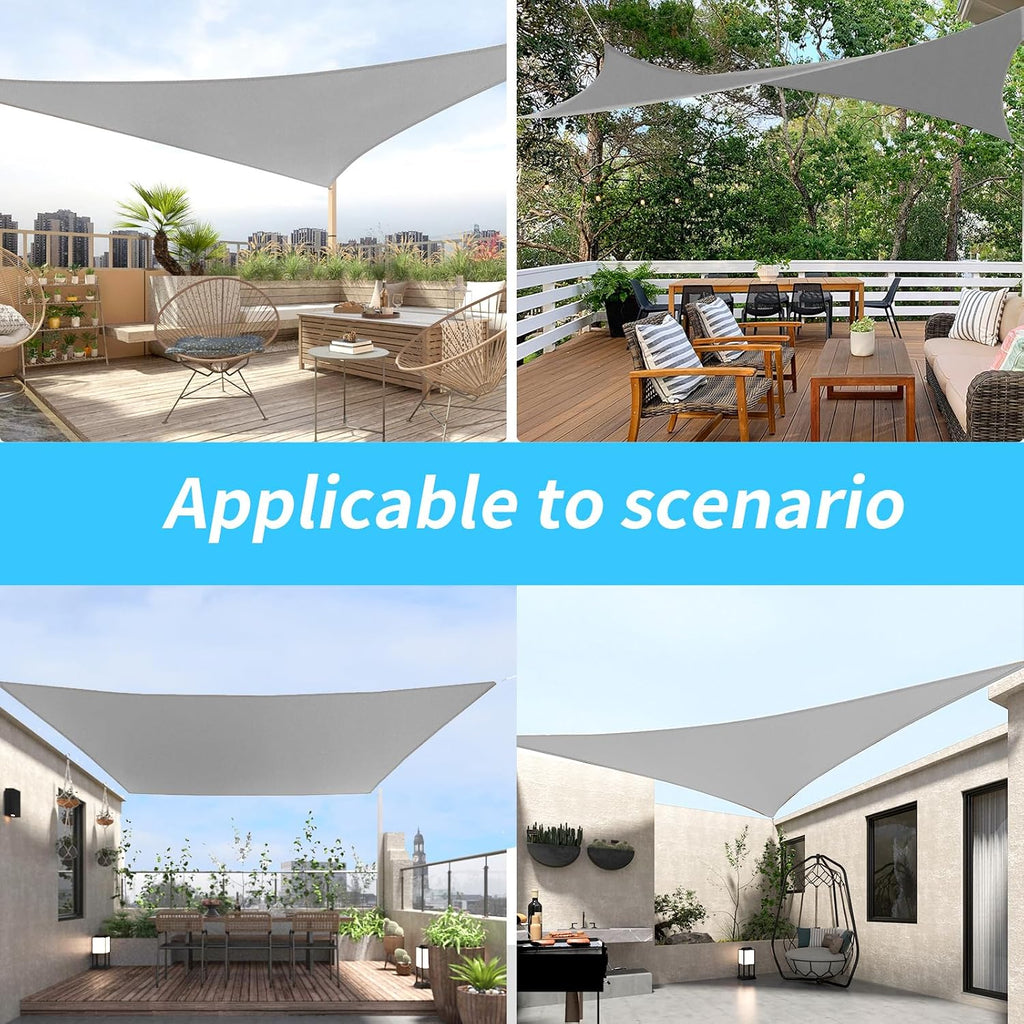 Shade Sail 13'X17' Rectangle Light Grey Breathable UV Block Outdoor Canopy for Backyard Patio Pergola Garden Deck(We