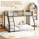 Bunk Bed Twin Over Full, Metal Bed Frame with Safety Guardraild for Boys Girls, Junior