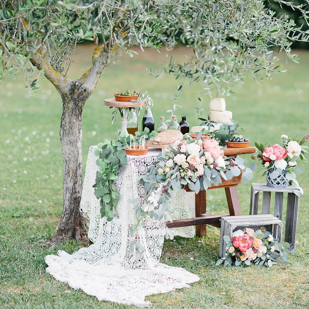Eucalyptus Garland,Artificial Eucalyptus Leaves Table Greenery Garland Wreath Vines for Wedding Party Table - Set of 36