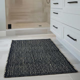 Black 2X3 Jute Rug Braided Construction - Farmhouse Woven Carpet - Mid-Century Modern Floor Covering