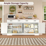 Buffet Cabinet with Storage and Drawers, 55" Large Sideboard Buffet Cabinet with Adjustable Shelves and Doors