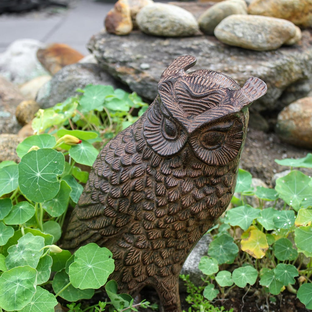 Great Horned Owl Garden Statue, Bronze