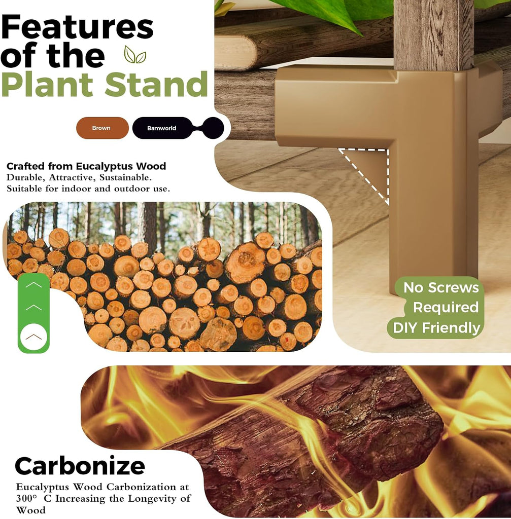 Plant Stand Indoor Outdoor 12 Tier Tall Large Wood Plant Shelf | Widened Multi Tier Flower Stands Garden Shelves