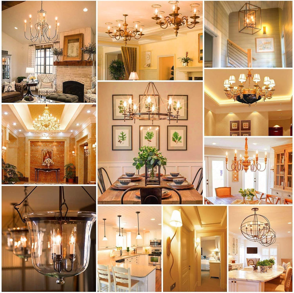 LED Vintage Candelabra Bulbs Night Lights E12 C22T Edison Candle Bulbs Filament Flame 7 Watt Equivalent LED