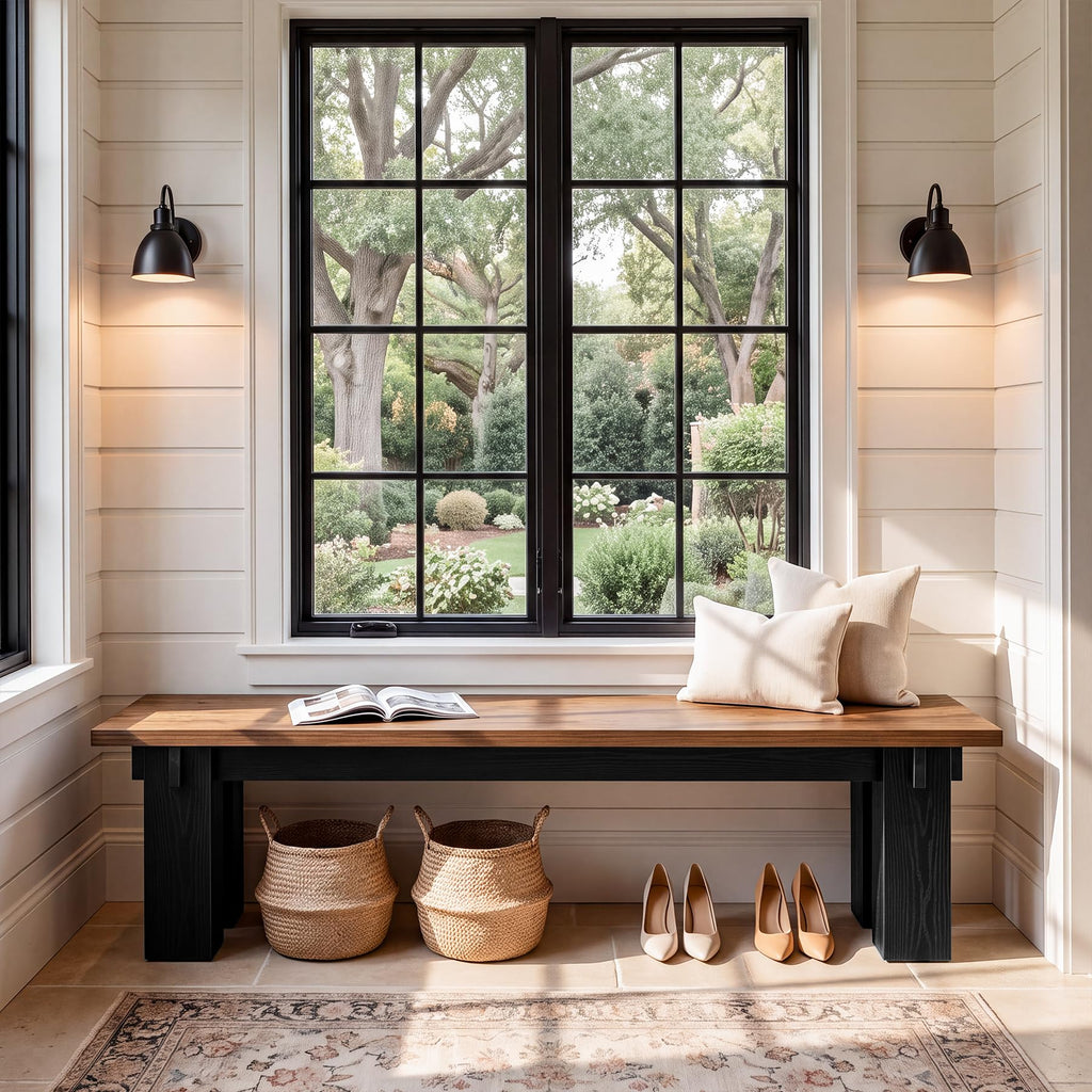 70.9" Entryway Bench, Extra Long Farmhouse Shoe Bench