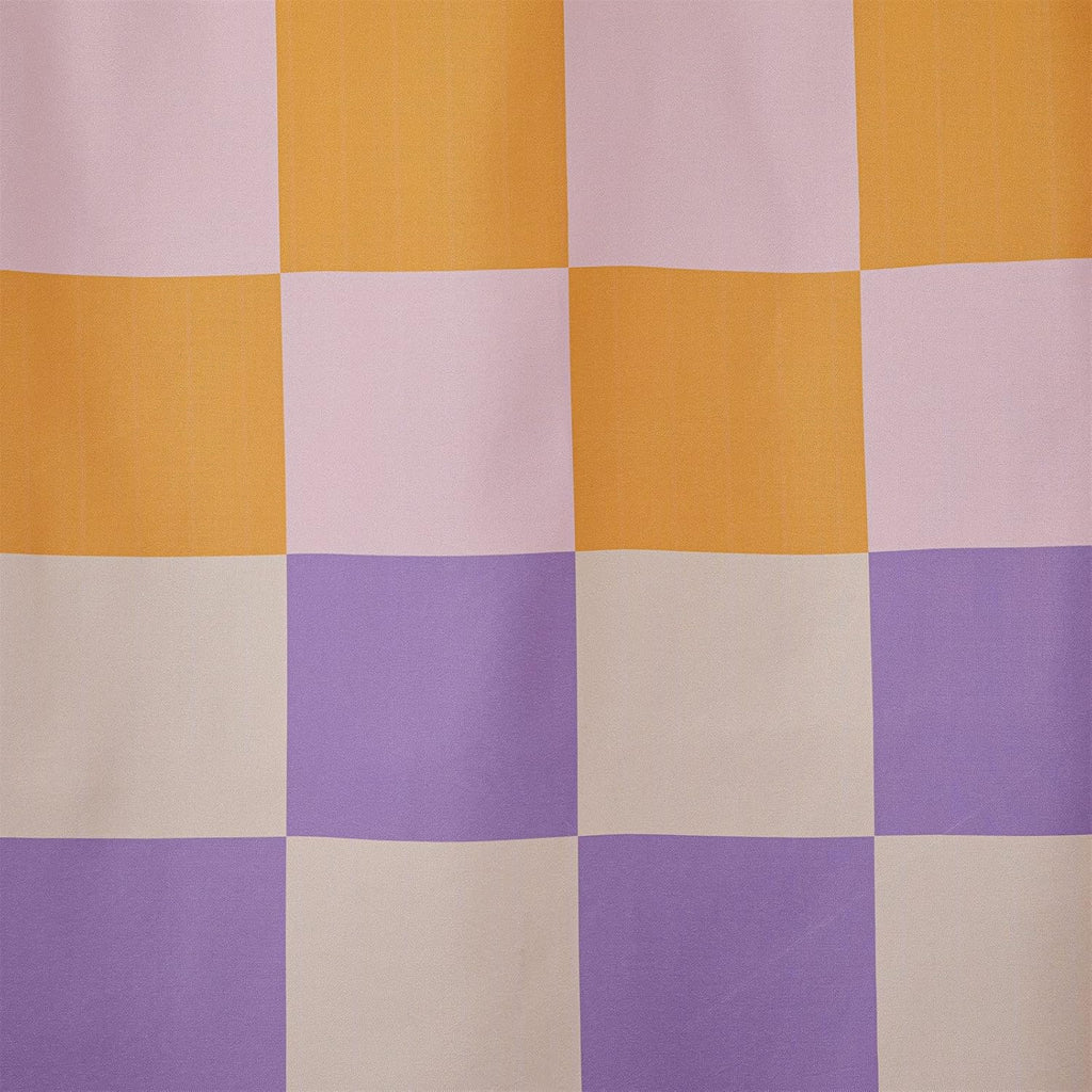 Multicolored Checkered Retro Fabric Shower Curtain Extra Long 72 Inches Length, Bright Rainbow Colorful Modern Simple