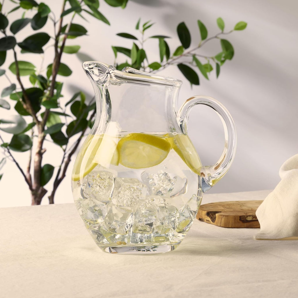Napoli Glass Pitcher, 70 oz - Large Glass Water Pitcher with Spout for Serving Water, Juice, Sangria, Lemonade and