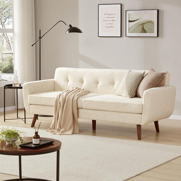 77.2" W Linen Sofa Couch, Mid Century Modern Decor Loveseat Couches for Living Room