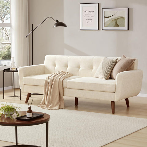 77.2" W Linen Sofa Couch, Mid Century Modern Decor Loveseat Couches for Living Room