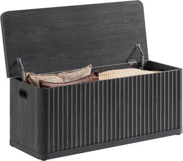 Storage Bench 40.2" Wide Shoe Bench with Lift Top Large Wooden Storage Chest Trunk Modern Blanket Chest with 2 Safety