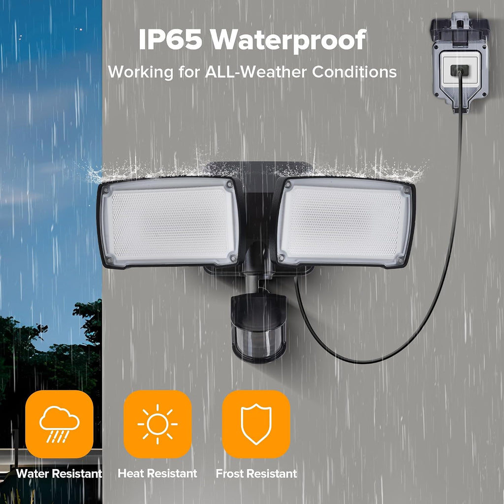 21W Plug in Motion Sensor Light Outdoor, Flood Lights Outdoor Motion Sensor,2500LM, 5000K Daylight,IP65