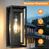 15" Large Outdoor Wall Lights, 2 Pack Matte Black Outdoor Sconces, Modern Waterproof Exterior Lighting Fixtures with Clear Glass Shade for Front Door, Porch, Garage A123-B0CTMR6WNL