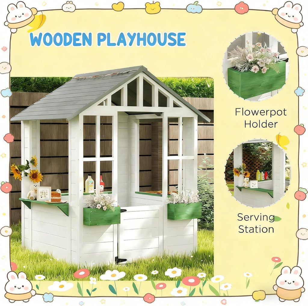 Wooden Playhouse,Outdoor Kids Cottage