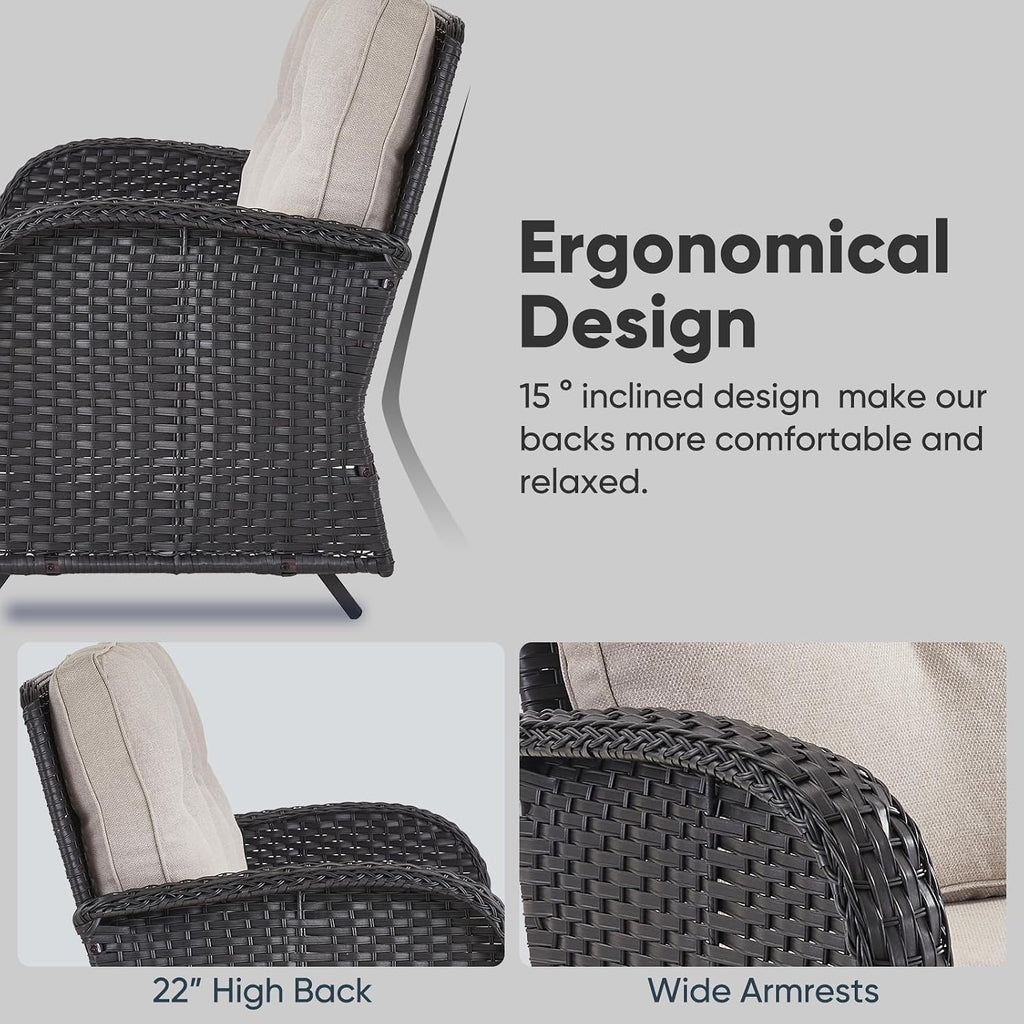 Outdoor Glider Bench Patio Loveseat - 500 Lbs Weight Capacity 2 Seater Wicker Sofa, Small Porch Glider Furniture All