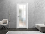Solid French Door Frosted Glass 12 Lites 32x80 inches | Felicia 3312 Matte White | Single Regural Pa