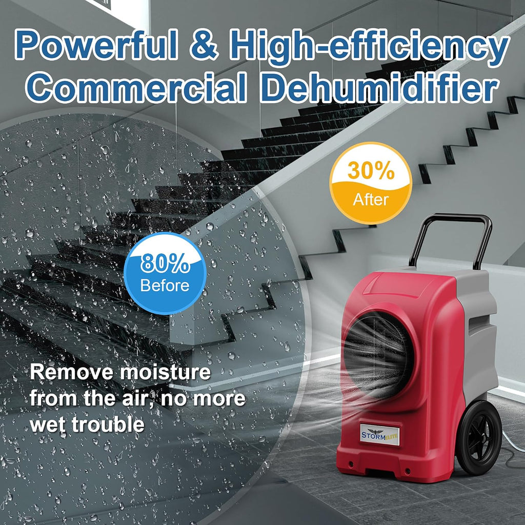 270 Pints Commercial Dehumidifiers for Large Room or Basements, Industrial Large Dehumidifier with Pump and Drain Hose