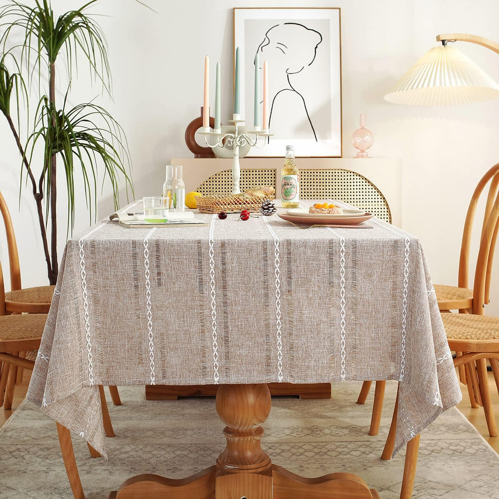 60 x 84 inches Farmhouse Style Linen tablecloths, Wrinkle Resistant Washable Dining Room Table Cloth