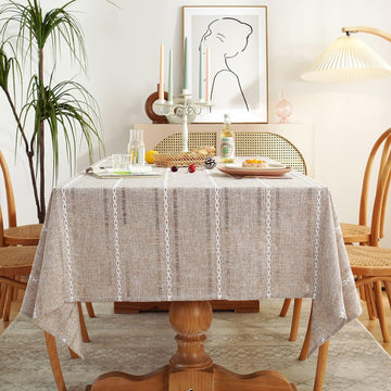 60 x 84 inches Farmhouse Style Linen tablecloths, Wrinkle Resistant Washable Dining Room Table Cloth