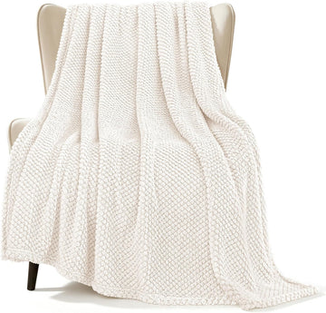 Extra Large Fuzzy Fleece Throw Blanket, 50x70 Inch Fluffy Warm Soft Jacquard Blankets for All Season, Lightweight and