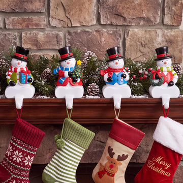 Set of 4 Christmas Stocking Holders for Mantle Stocking Hanger