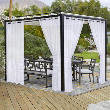 Burlap Linen Look Outdoor Curtain 2 Panels