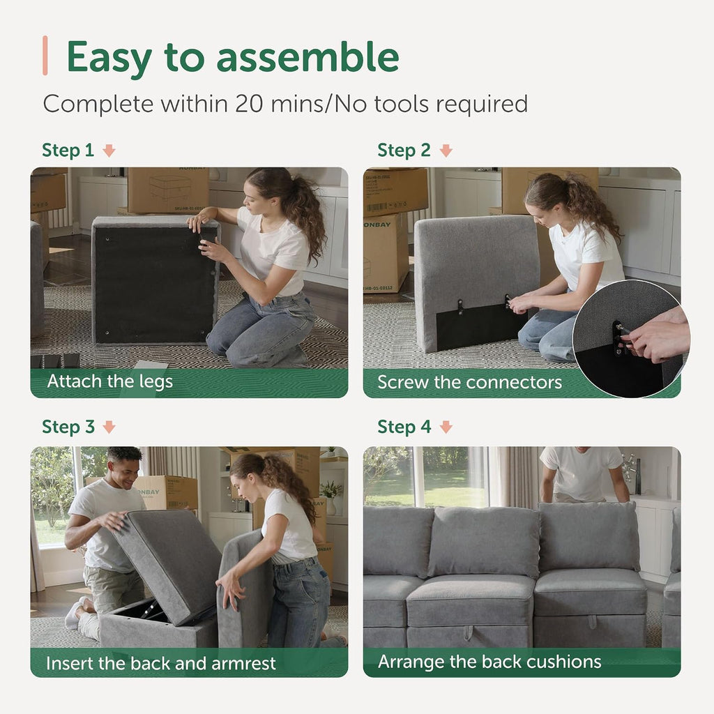 Oversized Modular Sectional Sofa with Storage Seats Reversible Couch with Ottomans U Shaped Modular Sectional Couch