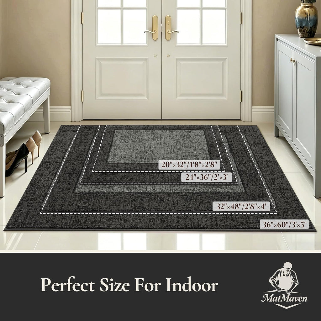 Dirt Trapper Door Mat 24"x 36", Non Slip Washable Doormat,Grey | Stain Resistant and Absorbent Welcome Mat, Floor