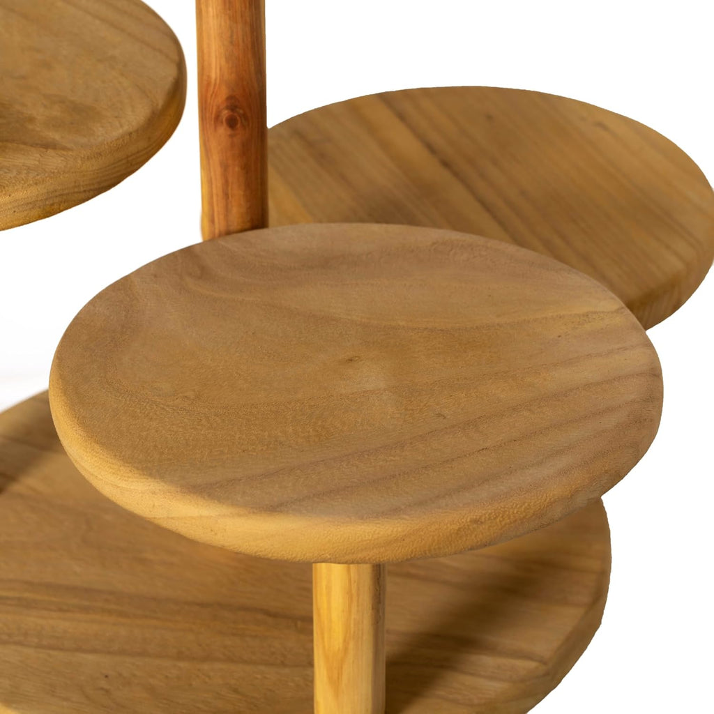 Multi Purpose 4-Tier Round Wooden Cake Stand and Charcuterie Boards - Perfect Tiered Tray Display for Desserts