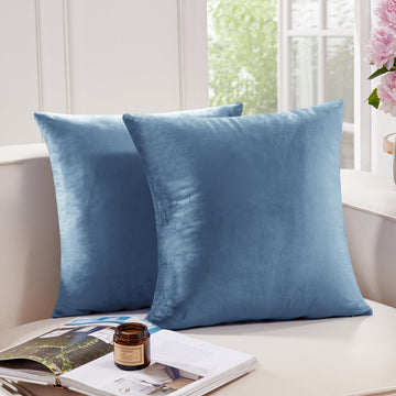 Velvet Throw Pillow Covers for Couch and Sofa, Invisible Zipper