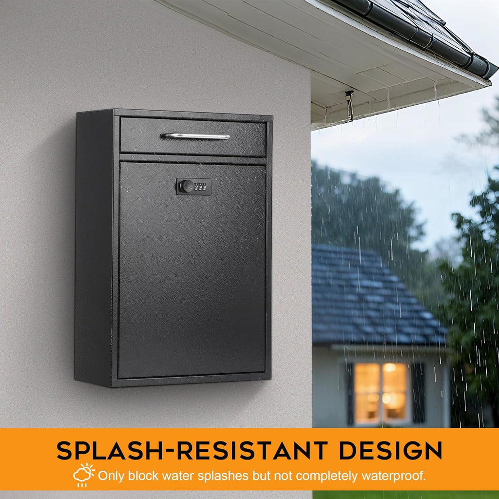 Wall Mount Mailboxes with Combination Lock, Wall Mail Box with Lock, Hanging Secured Postbox, Security Key Drop Box