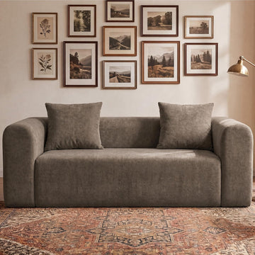 71" Boneless Cloud Couch, Deep Seat Loveseat, Light Grey | Soft Knitted Fabric, Deep Seat Design, No Assembly Required