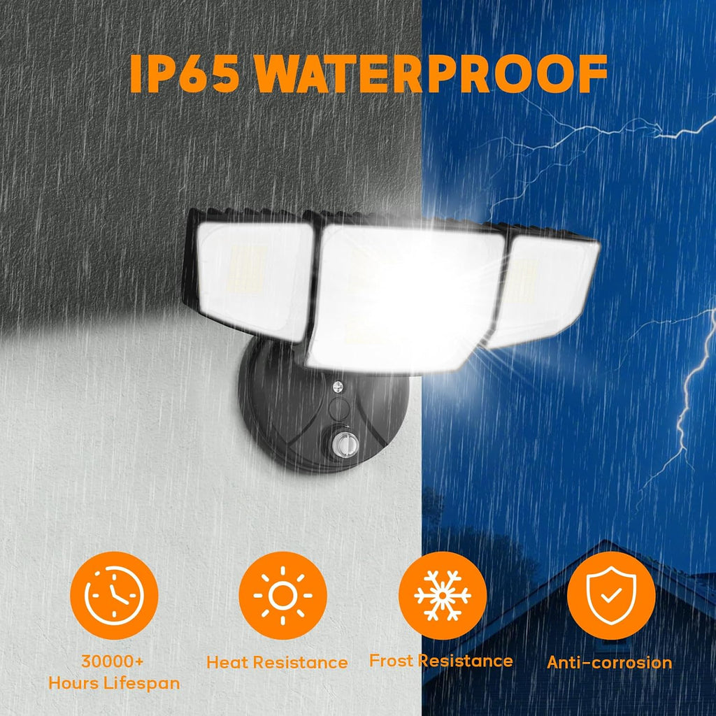 90W Flood Lights Outdoor, 10000LM Dusk to Dawn Outdoor Lighting, IP65 Waterproof, 6500K Daylight, 4 Heads LED