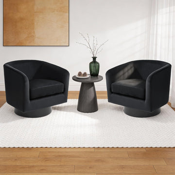Swivel Barrel Accent Chair, Modern Round Chenille Fabric Arm Chair , Comfy Club Reading Chairs for Adults(Velvet
