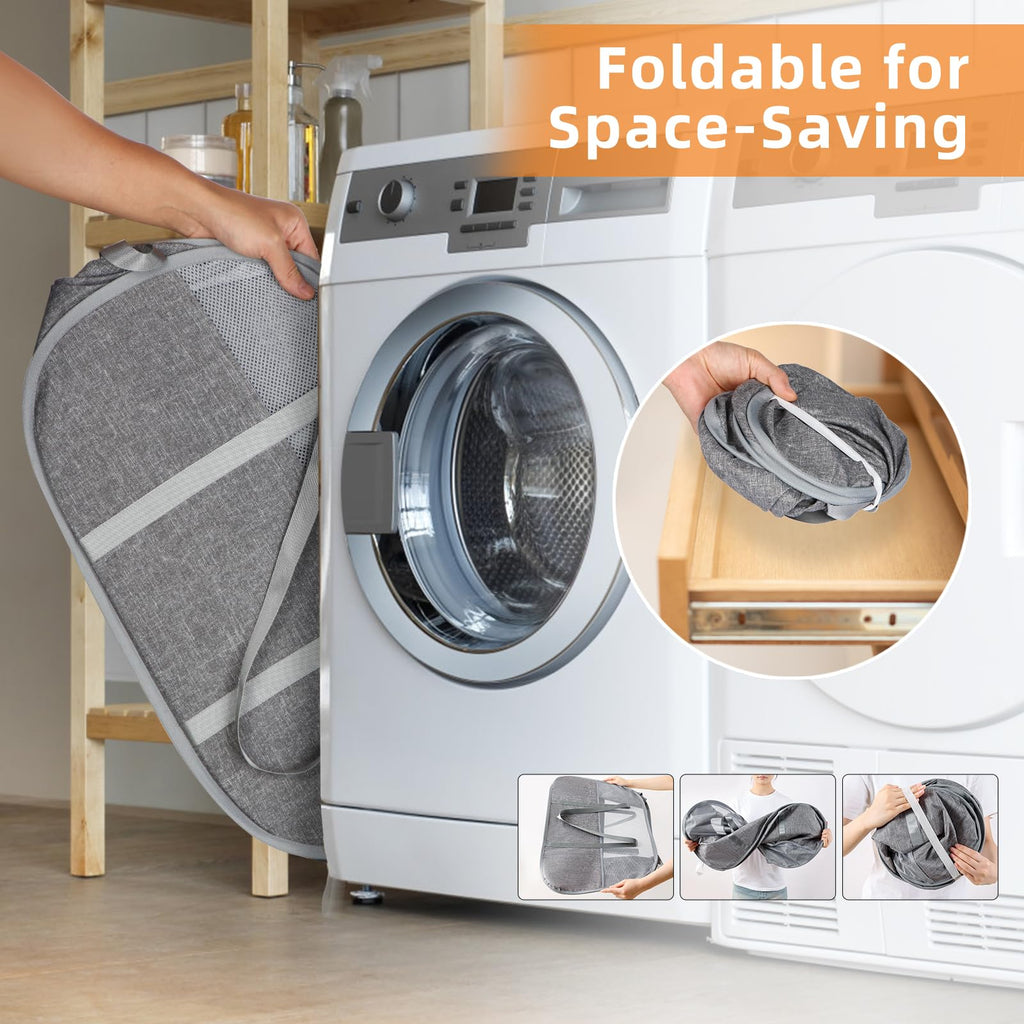 Collapsible Laundry Baskets with Easy Carry Handles, 95L Clothes Hamper for Storage, Foldable Laundry Basket