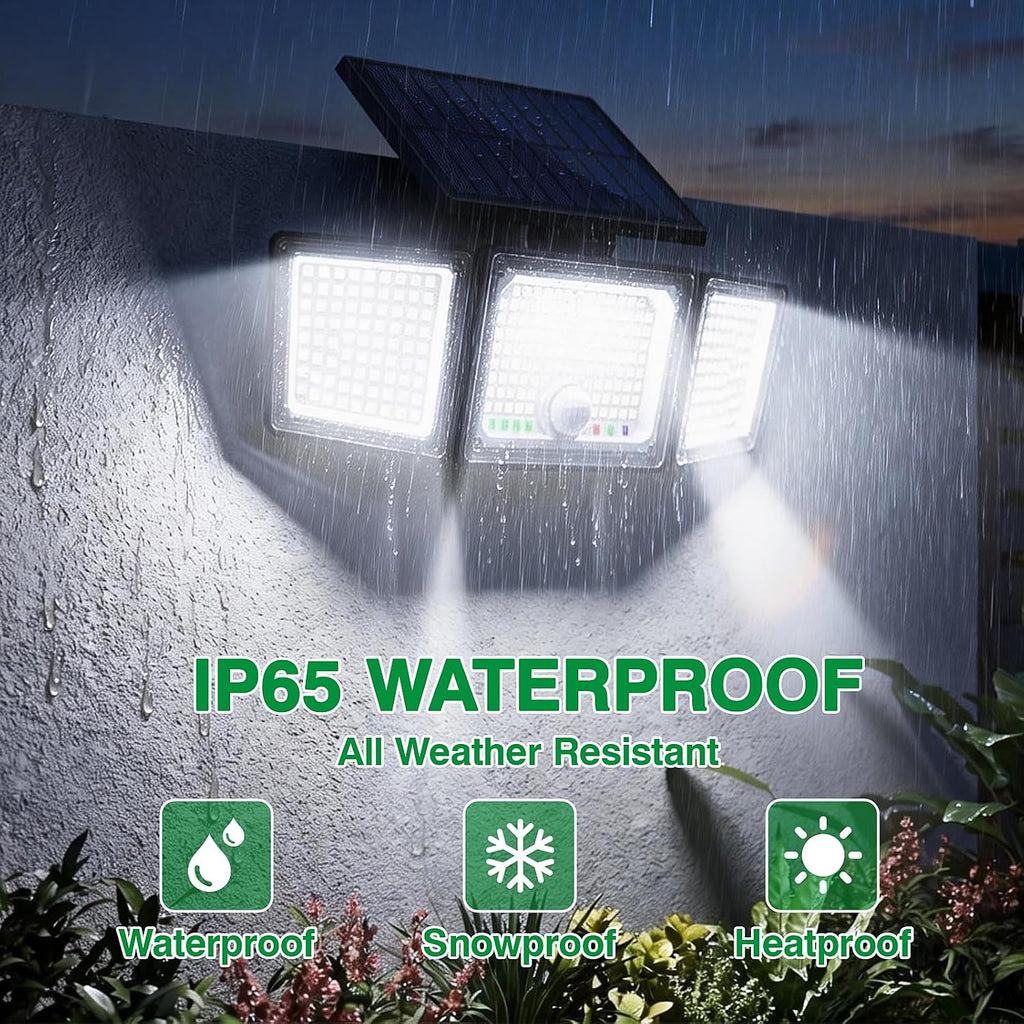 Solar Outdoor Lights Motion Sensor, 2500LM 286 LED Security Flood Lights with Visual Battery & Mode Display, 3