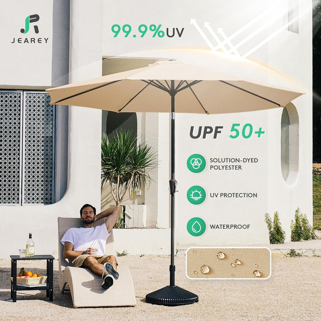 10FT Outdoor Patio Umbrella Outdoor Table Umbrella with Push Button Tilt and Crank - Beige