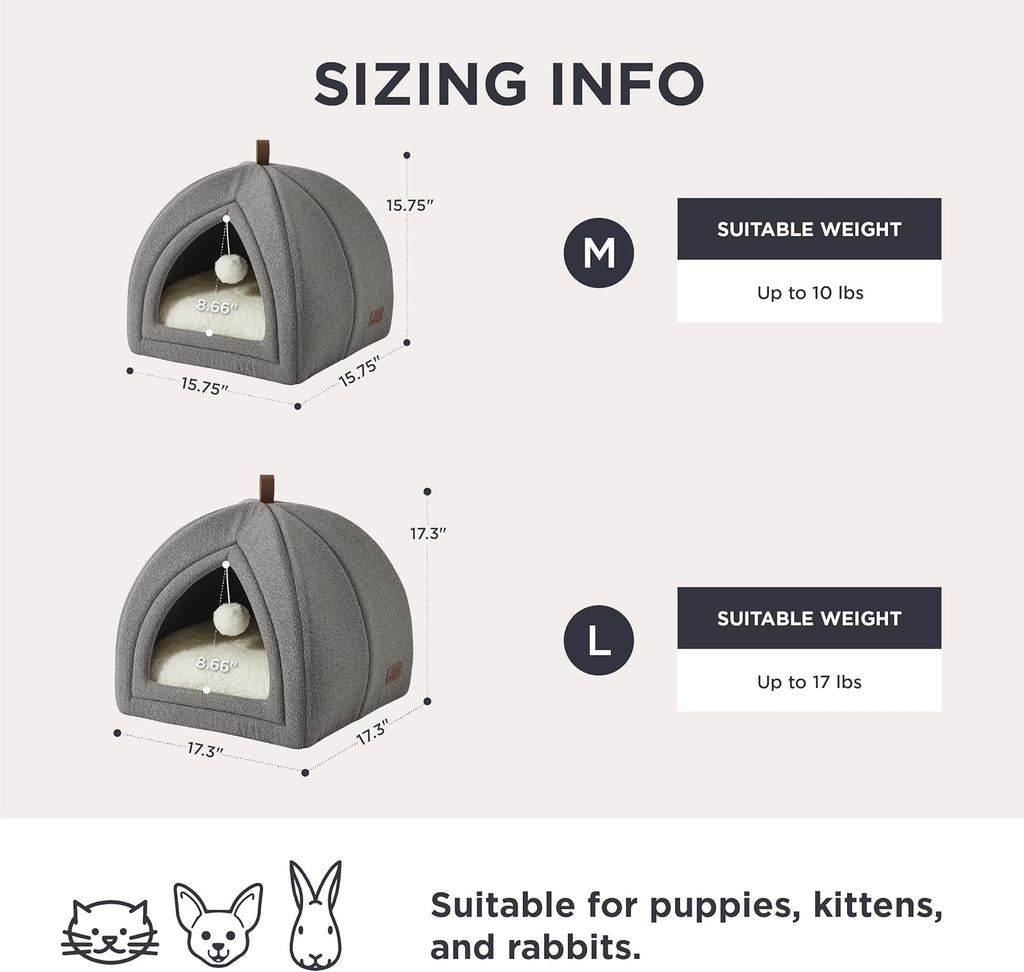 Cat Beds for Indoor Cats - 2 in 1 Cat Cave House Tent for Kittens and Small Pets with Removable Washable Cushioned