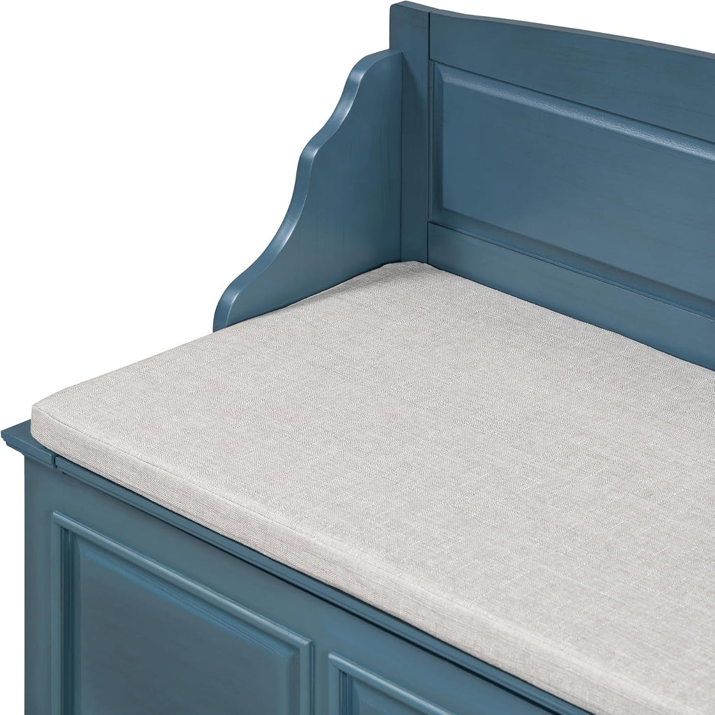 Rustic Entry Storage Bench with Hidden Compartments and Removable Cushion, Wooden Entryway Hallway Foyer Shoe Bench