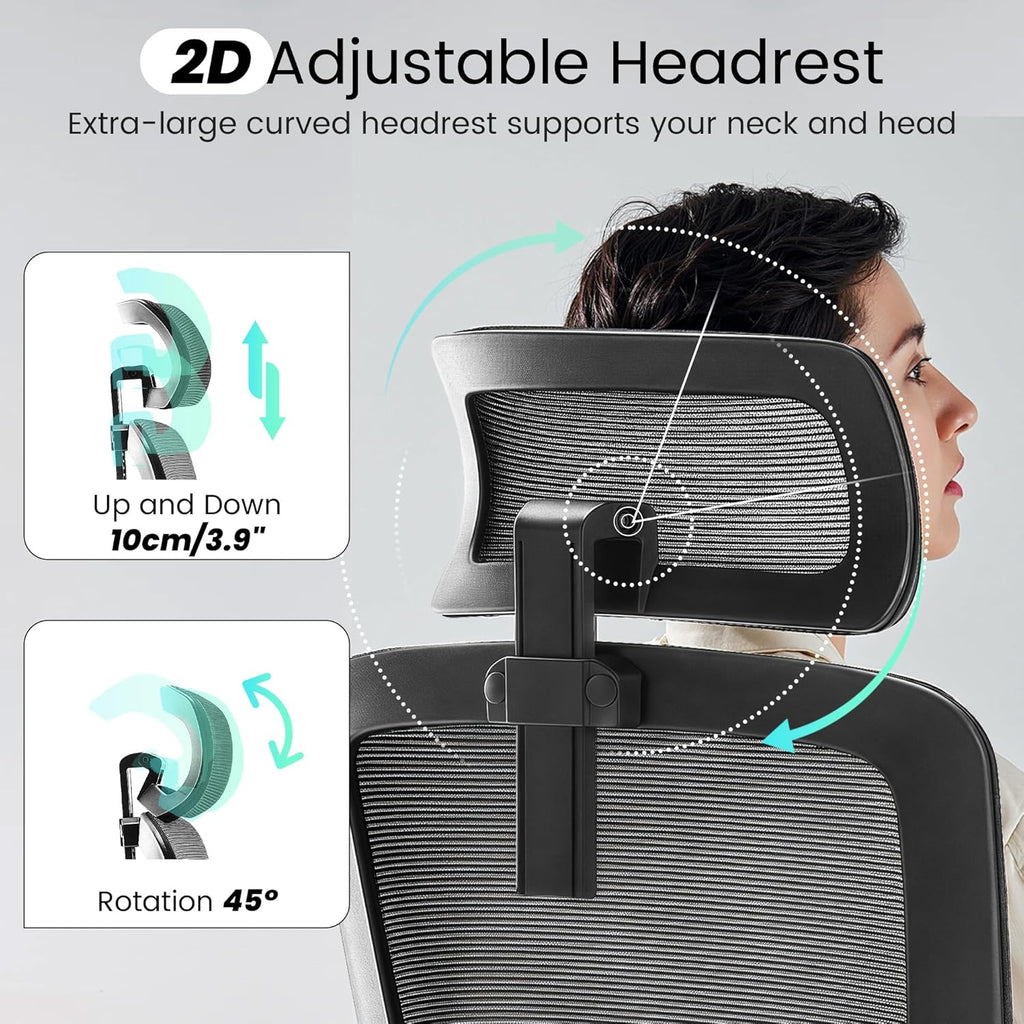 Ergonomic, 400 LBS Computer Chairs with Adjustable Lumbar Support, Breathable Mesh Desk Chair Ergonomic with