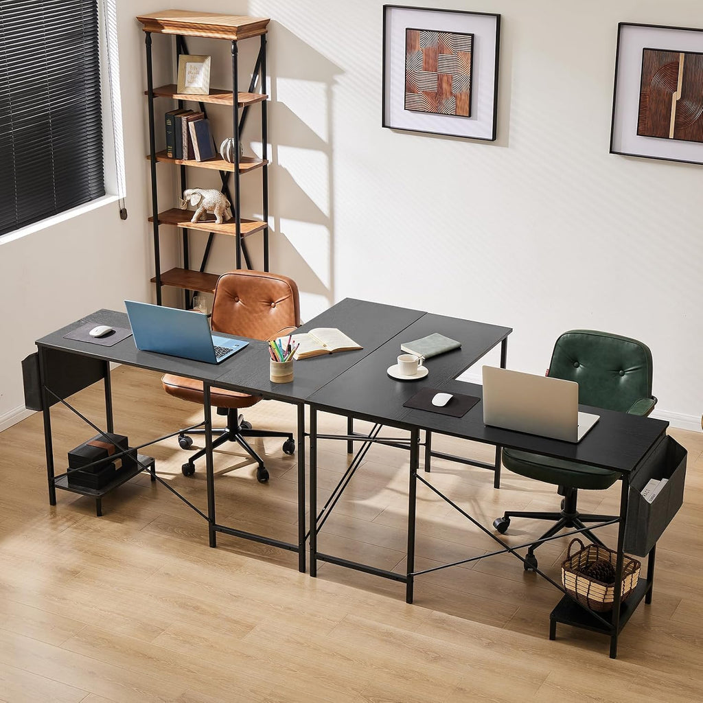 L Shaped Desk Computer Gaming Corner Table 51 Inch Home Office Writing Student Work PC Workstation with Side Storage